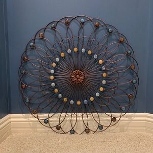Wall Decor Metal copper/black with stone accents